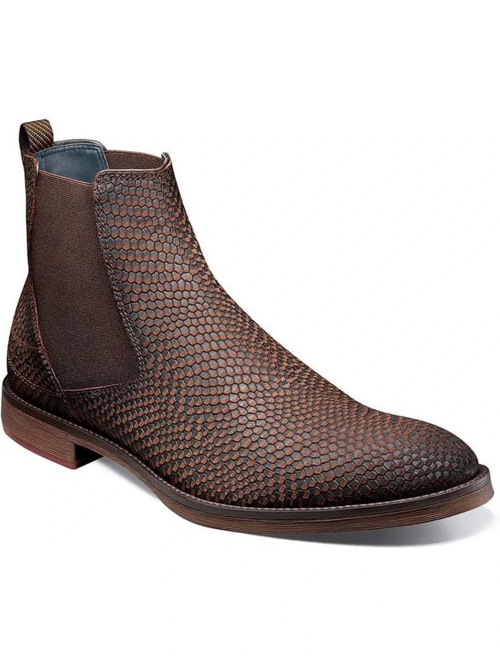 Stacy Adams Kayden Python Print Suede Brown Chelsea Boot Sz 11 BNWB